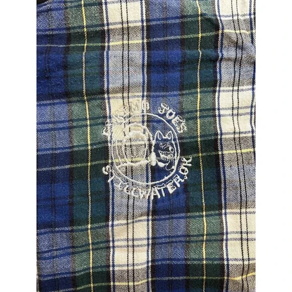 Vintage 90s Eskimo Joe’s Stillwater Womens XL Plaid Flannel Nightshirt Blue - Picture 5 of 11